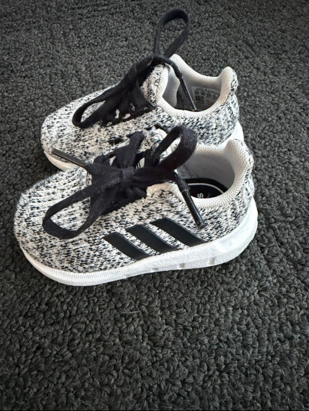 adidas Grey & Black Knit Baby Walker Sneakers